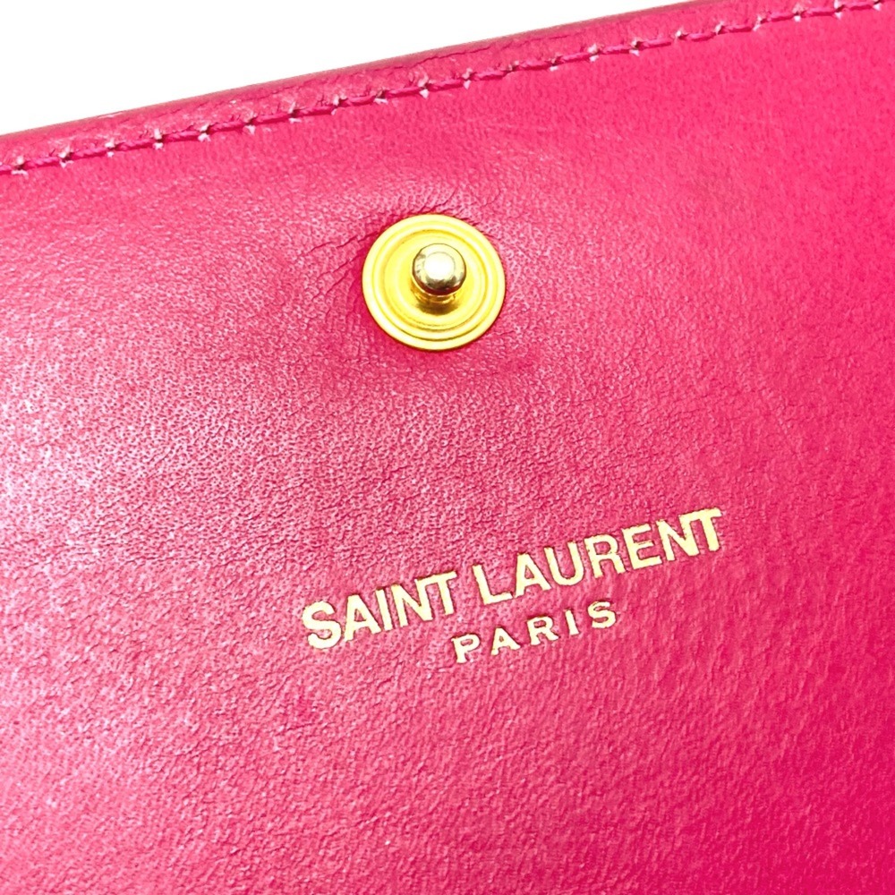 Saint Laurent Paris 340839 logo Bifold fashion accessory Long Wallet Fusha pink - Picture 6 of 9